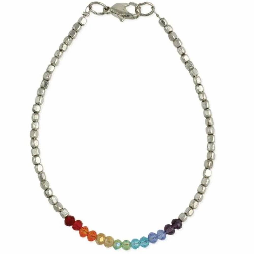 NEW ZAD women's sparkle bead anklet bracelet in rainbow